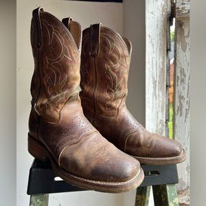 Double H Mens Square Toe Roper Work Cowboy Boots Oil Resistant Size 9.5D